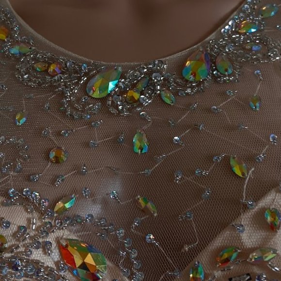 NWT Cinderella Vanilla colour Embellished Beaded long gown size XL - Picture 8 of 13